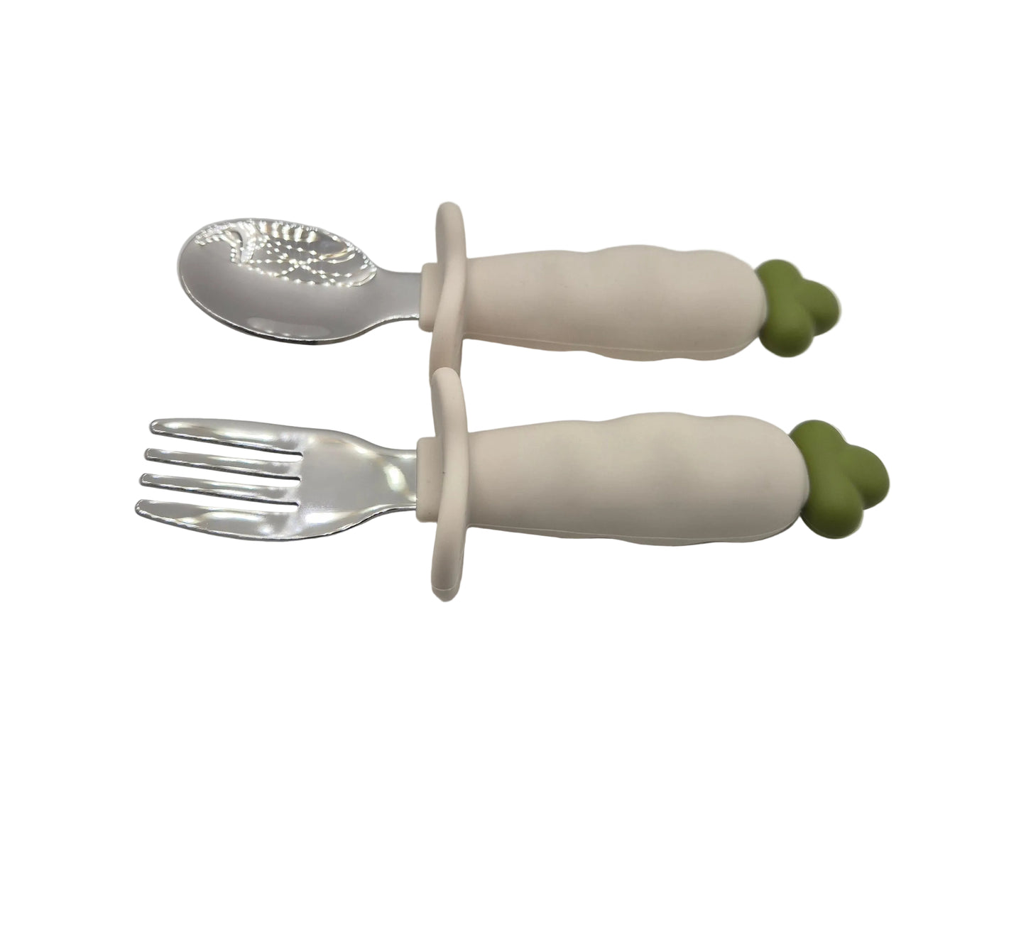 Lot de 2 couverts en acier inoxydable et silicone Carotte