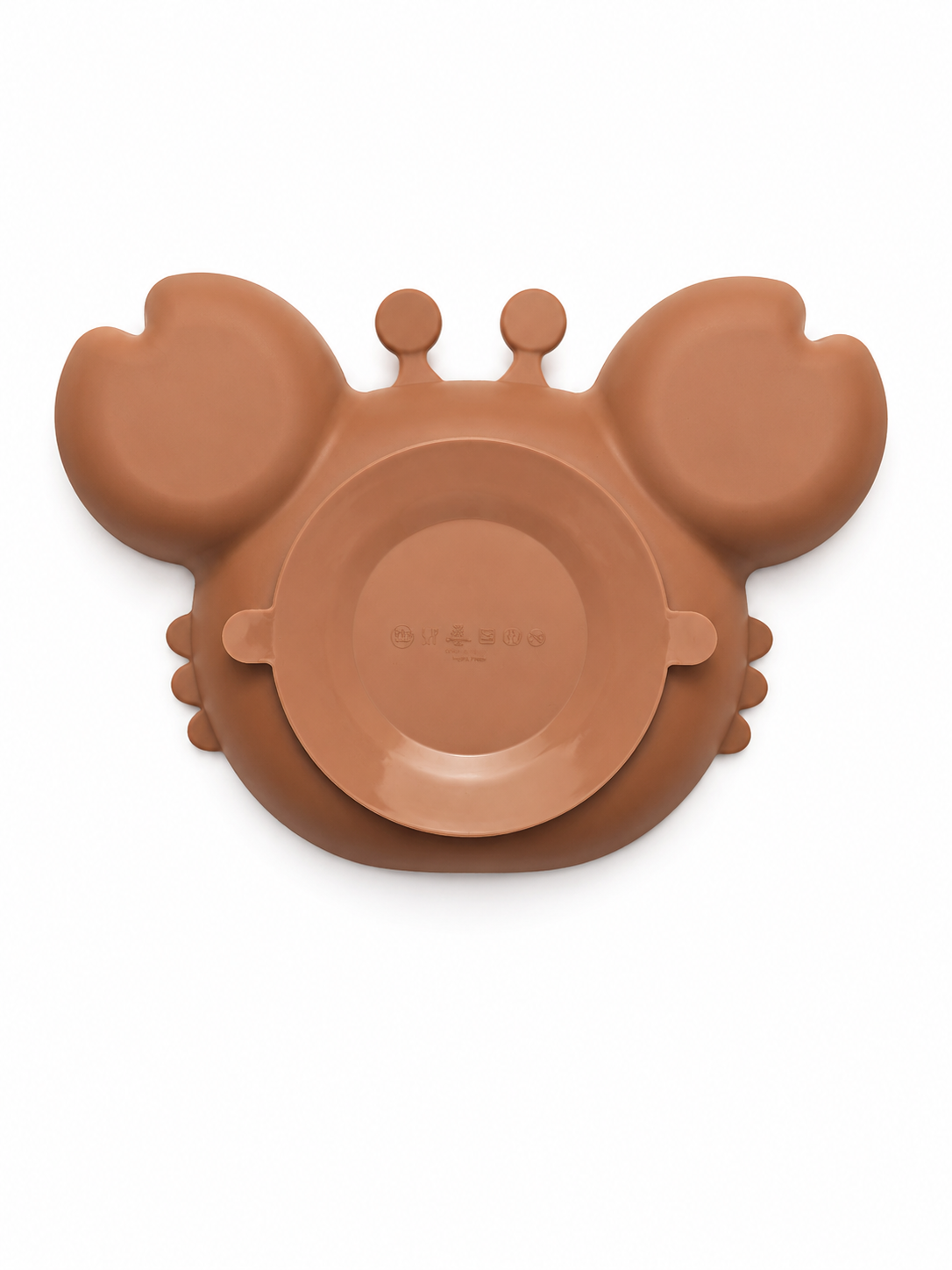 Assiette bébé crabe avec 3 compartiments, vue de dessus
