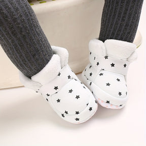 Unisex Infant Cozy Star Pattern Ankle-High Boots - Cute Fashion Soft-Soled Shoes for Boys & Girls - Daily & Casual Fall/Winter Footwear