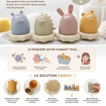 Jouets de bain en silicone sans BPA pour bébé, détail