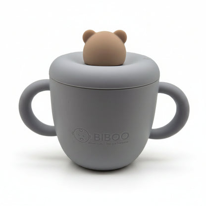 Tasse d’Apprentissage Bébé 3-en-1 en Silicone Ourson