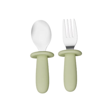Lot de 2 couverts en acier inoxydable et silicone