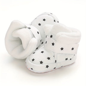 Unisex Infant Cozy Star Pattern Ankle-High Boots - Cute Fashion Soft-Soled Shoes for Boys & Girls - Daily & Casual Fall/Winter Footwear