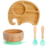 Set repas bébé silicone et bois