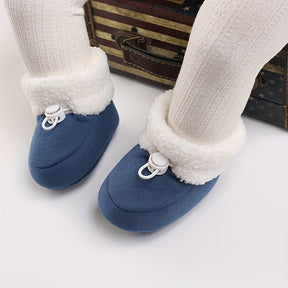 Infant Cozy Snow Boots - Casual Solid Color Fall/Winter Daily Wear, Elastic Band Closure, Round Toe Mid-Calf Booties, Warm Fabric Upper/Inner/Sole, Anti-Slip Newborn Walking Shoes