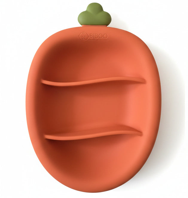 Assiette Bebe Silicone 3 Compartiments Carotte