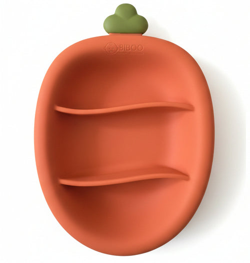 Assiette Bebe Silicone 3 Compartiments Carotte
