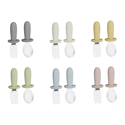 Lot de 2 couverts en acier inoxydable et silicone