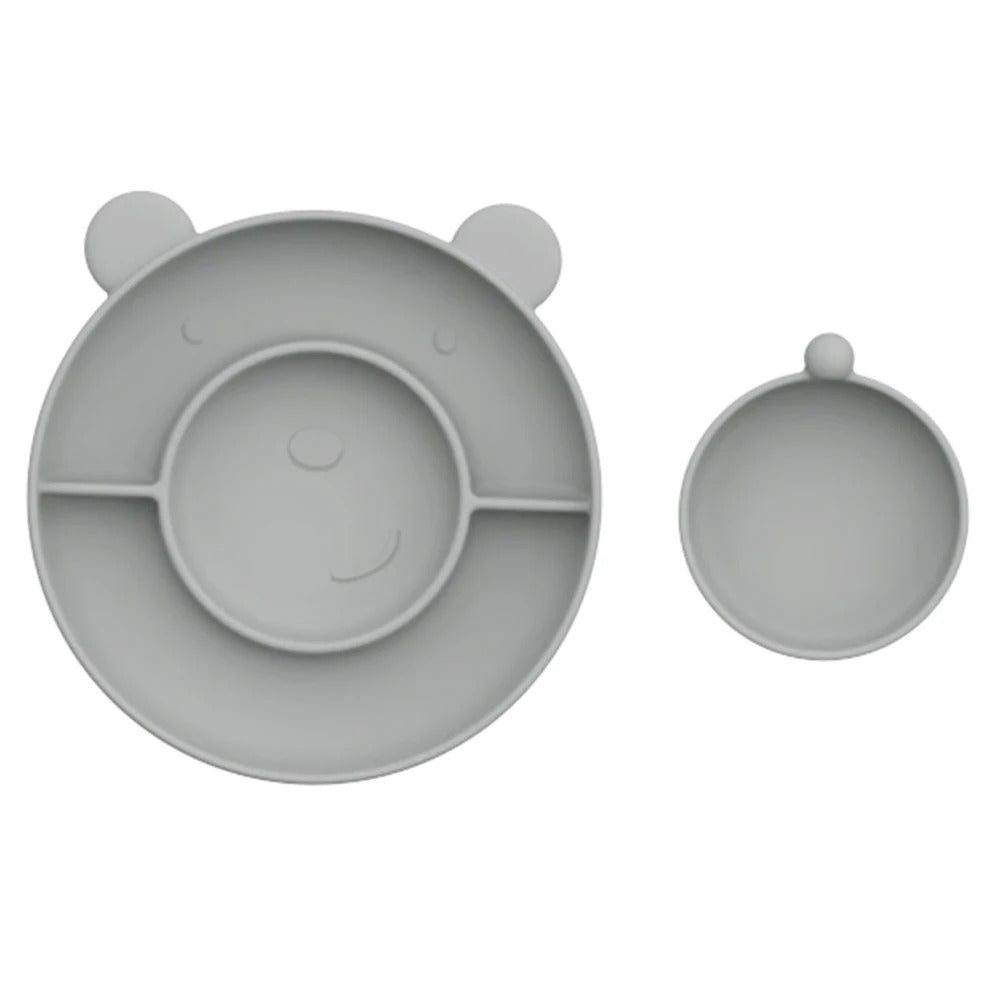 Assiette Bébé Silicone 3 Compartiments Ourson