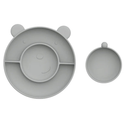 Assiette Bébé Silicone 3 Compartiments Ourson