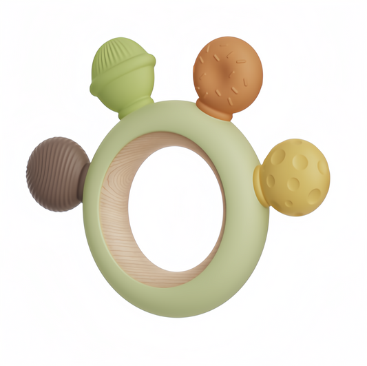 Anneau de dentition bois et silicone, modèle au choix