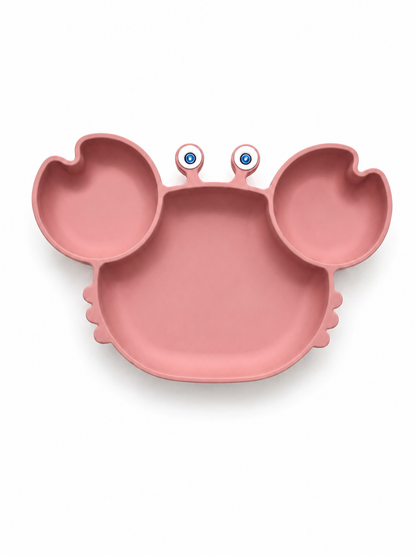 🦀 Assiette Bébé Silicone Avec 3 Compartiments Crabe
