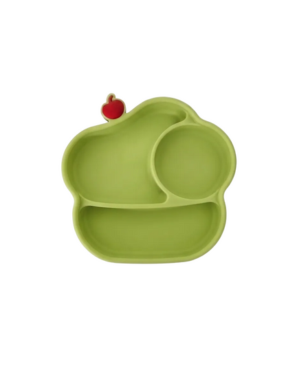 Assiette Bébé Silicone Avec 3 Compartiments Cerise