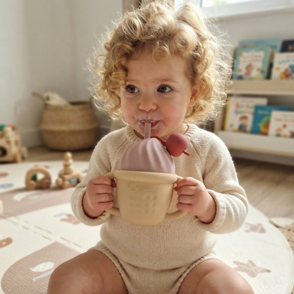 Tasse d'apprentissage bébé 3-en-1 en silicone – Crème glacée