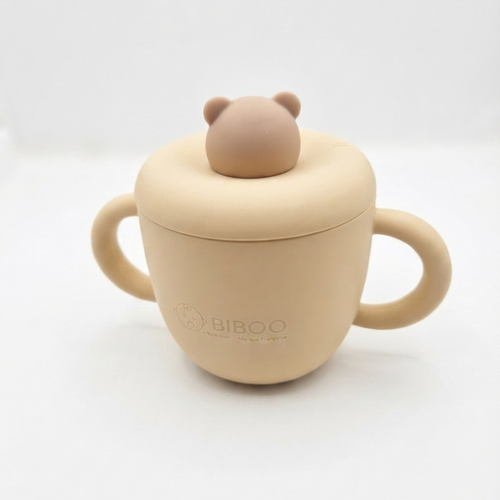 Tasse d’Apprentissage Bébé 3-en-1 en Silicone Ourson