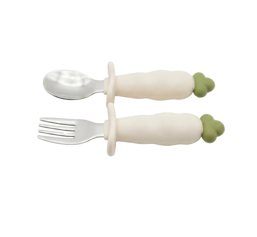 Lot de 2 couverts en acier inoxydable et silicone Carotte
