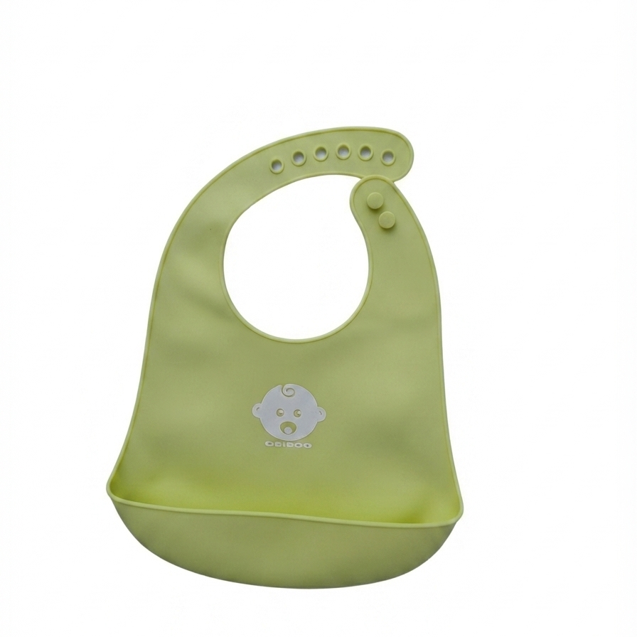 Bavoir silicone sans BPA porté pendant le repas
